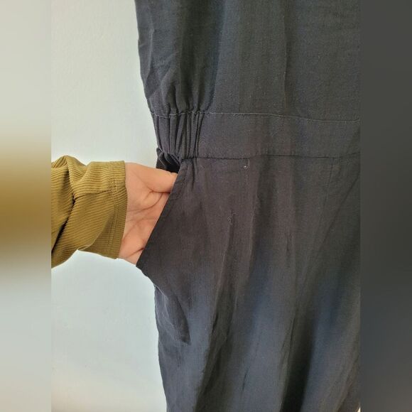 Sweet Salt Black Cotton Overalls Jumpsuit Muslin Lightweight Oversized Casual XS - Picture 6 of 9